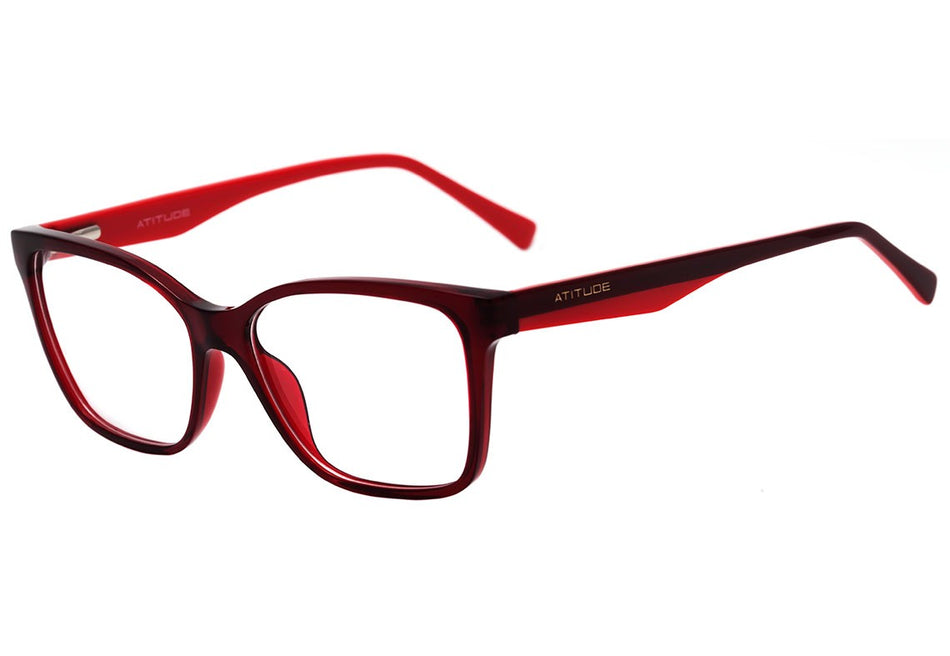 Óculos de Grau Atitude AT 4121 T01 Vermelho Translúcido E Brilho - Lente 5,2 Cm
