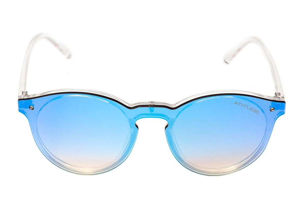 Óculos de Sol Atitude AT 5335 T01 Transparente Brilho/ Azul E Marrom Espelhado - Lente 4,9 Cm